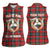 Personalized Isle of Man Triskelion Women Sleeveless Polo Shirt Celtic Knots with Red Tartan