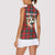 Personalized Isle of Man Triskelion Women Sleeveless Polo Shirt Celtic Knots with Red Tartan