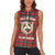 Personalized Isle of Man Triskelion Women Sleeveless Polo Shirt Celtic Knots with Red Tartan