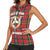 Personalized Isle of Man Triskelion Women Sleeveless Polo Shirt Celtic Knots with Red Tartan