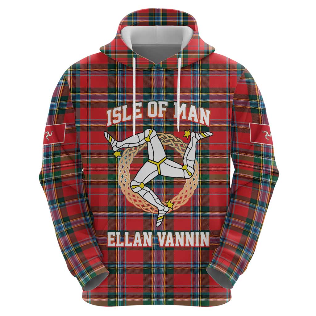 Personalized Isle of Man Triskelion Zip Hoodie Celtic Knots with Red Tartan