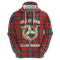 Personalized Isle of Man Triskelion Zip Hoodie Celtic Knots with Red Tartan