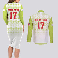 Custom Sardinia Football Couples Matching Long Sleeve Bodycon Dress and Long Sleeve Button Shirt Sardigna Sporty Style