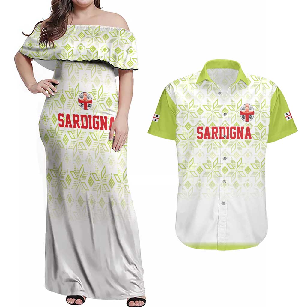 Custom Sardinia Football Couples Matching Off Shoulder Maxi Dress and Hawaiian Shirt Sardigna Sporty Style