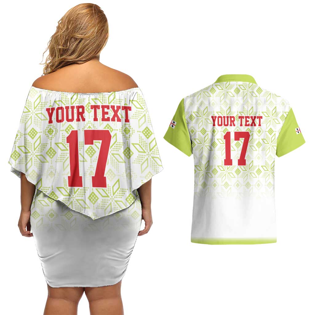 Custom Sardinia Football Couples Matching Off Shoulder Short Dress and Hawaiian Shirt Sardigna Sporty Style