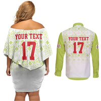 Custom Sardinia Football Couples Matching Off Shoulder Short Dress and Long Sleeve Button Shirt Sardigna Sporty Style