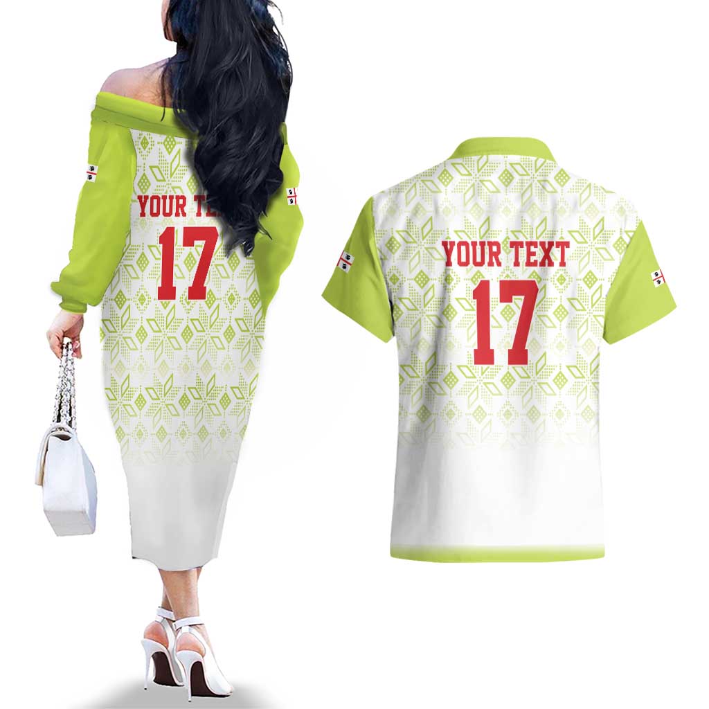 Custom Sardinia Football Couples Matching Off The Shoulder Long Sleeve Dress and Hawaiian Shirt Sardigna Sporty Style
