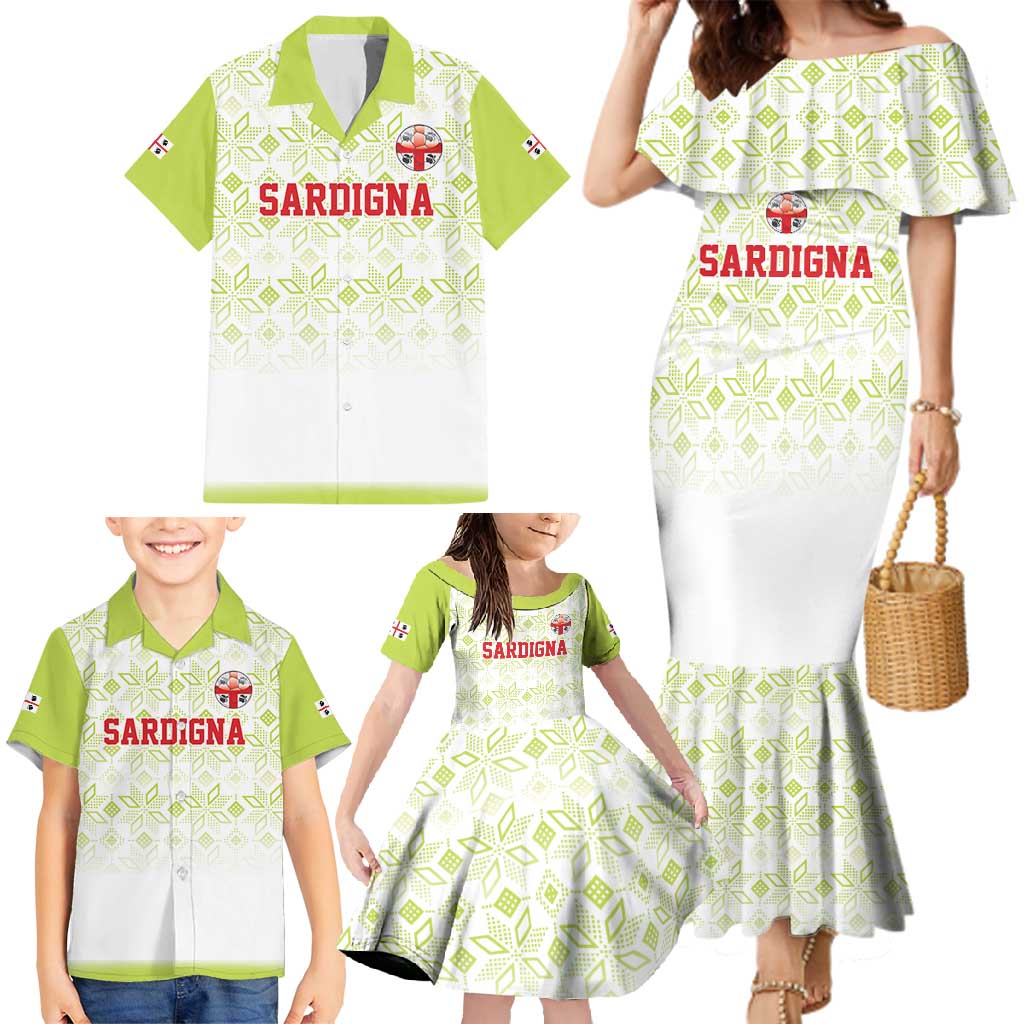 Custom Sardinia Football Family Matching Mermaid Dress and Hawaiian Shirt Sardigna Sporty Style