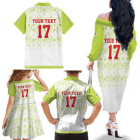 Custom Sardinia Football Family Matching Off The Shoulder Long Sleeve Dress and Hawaiian Shirt Sardigna Sporty Style