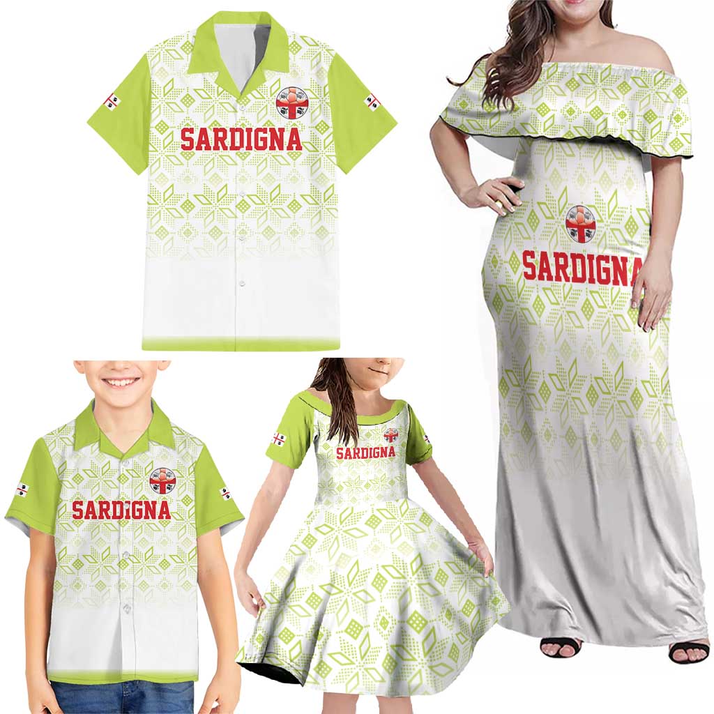 Custom Sardinia Football Family Matching Off Shoulder Maxi Dress and Hawaiian Shirt Sardigna Sporty Style