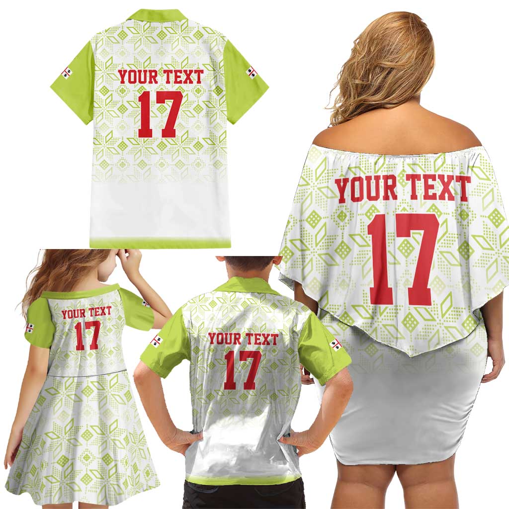 Custom Sardinia Football Family Matching Off Shoulder Short Dress and Hawaiian Shirt Sardigna Sporty Style