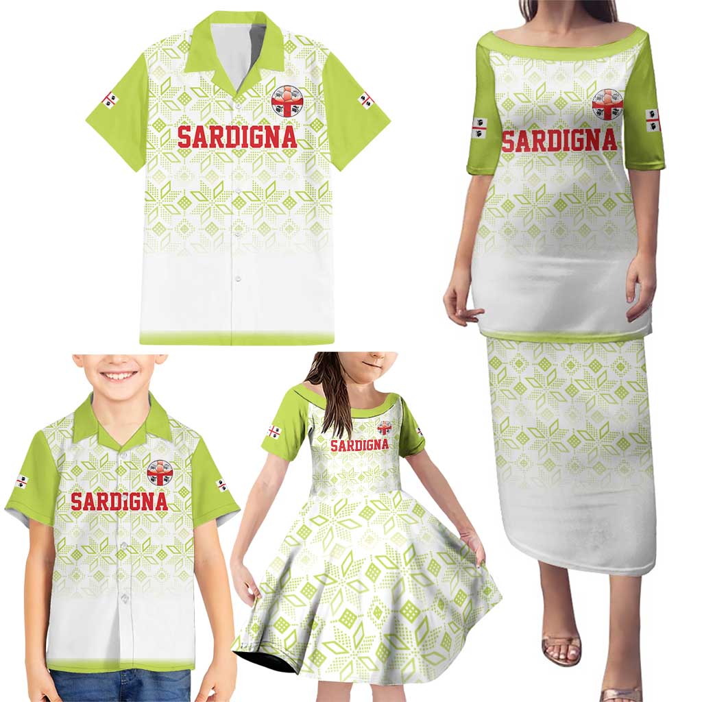 Custom Sardinia Football Family Matching Puletasi and Hawaiian Shirt Sardigna Sporty Style