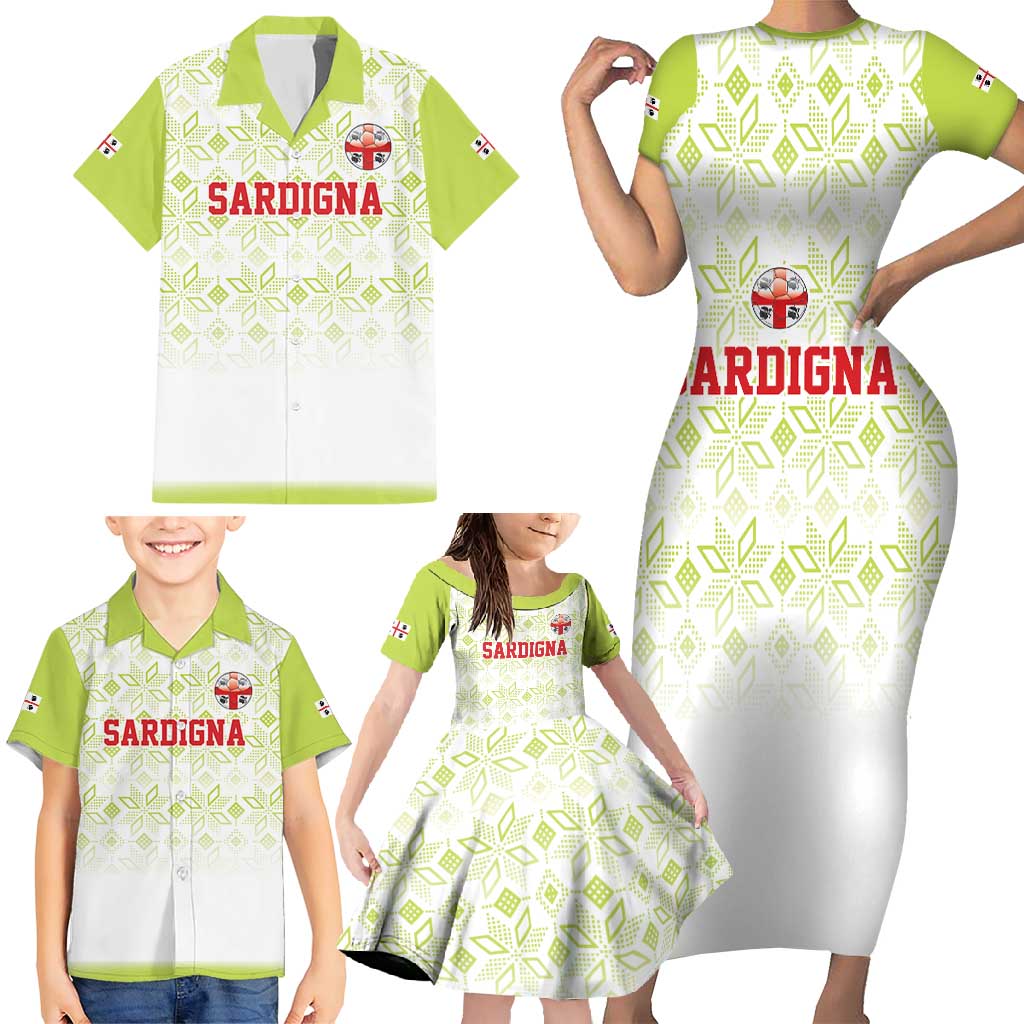 Custom Sardinia Football Family Matching Short Sleeve Bodycon Dress and Hawaiian Shirt Sardigna Sporty Style