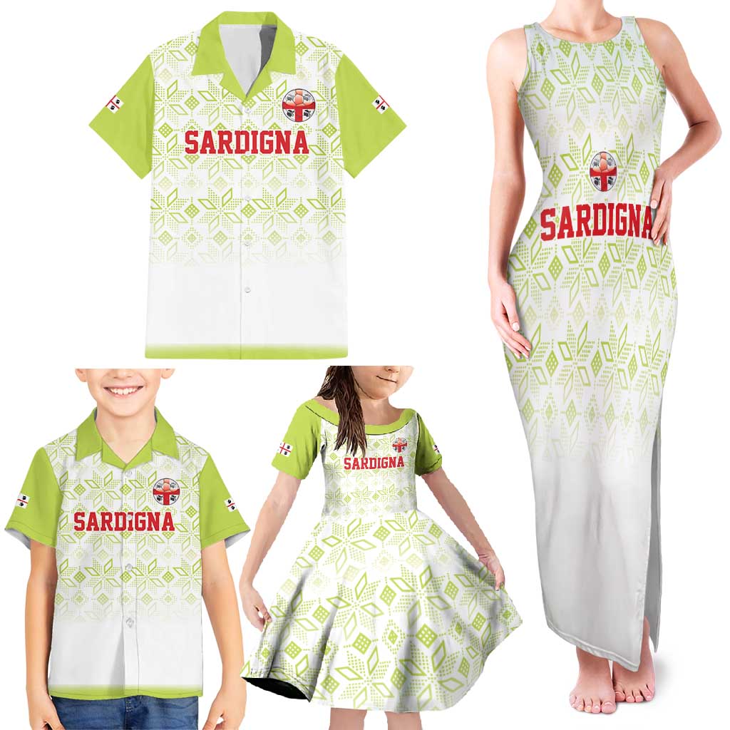 Custom Sardinia Football Family Matching Tank Maxi Dress and Hawaiian Shirt Sardigna Sporty Style