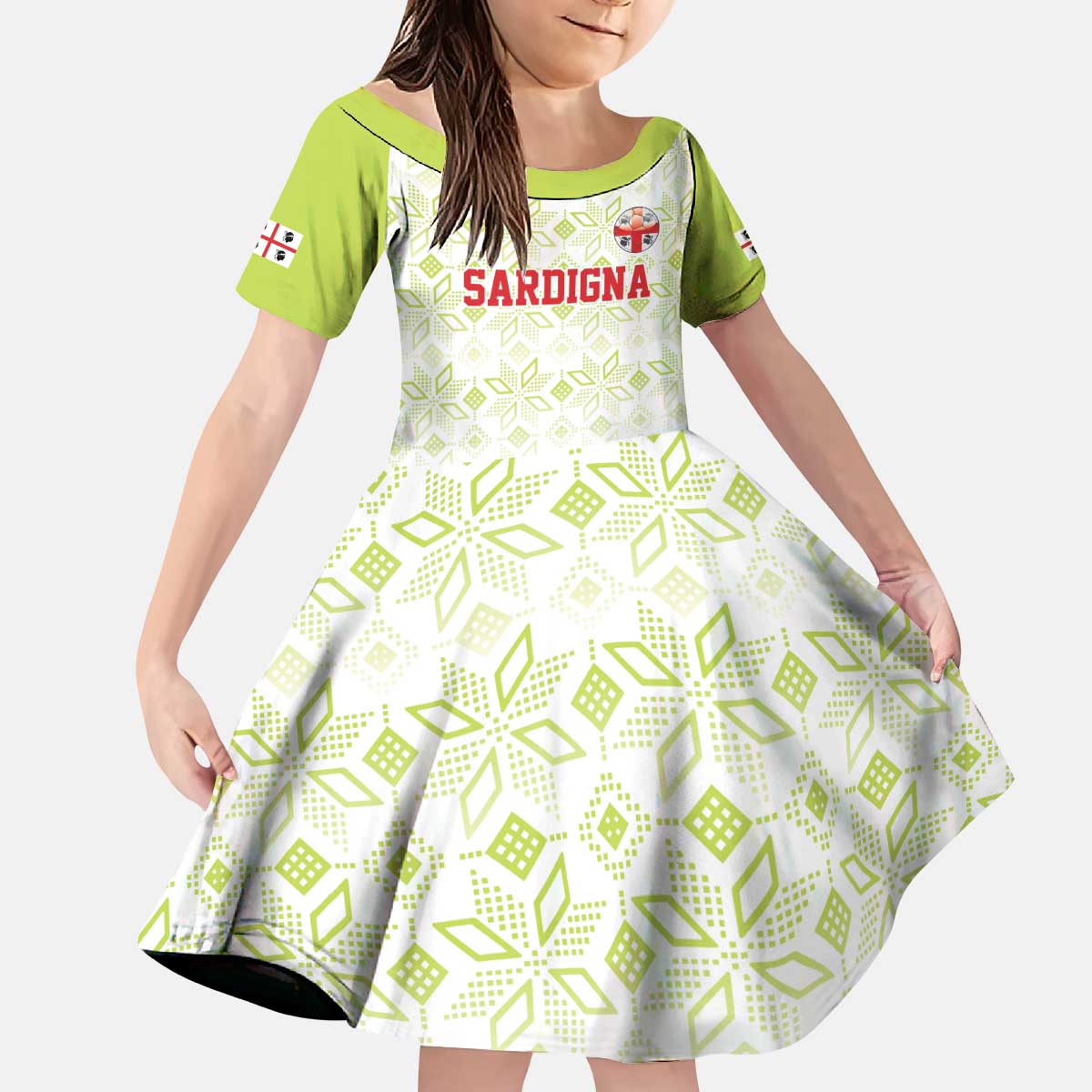 Custom Sardinia Football Kid Short Sleeve Dress Sardigna Sporty Style