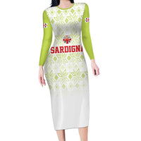 Custom Sardinia Football Long Sleeve Bodycon Dress Sardigna Sporty Style