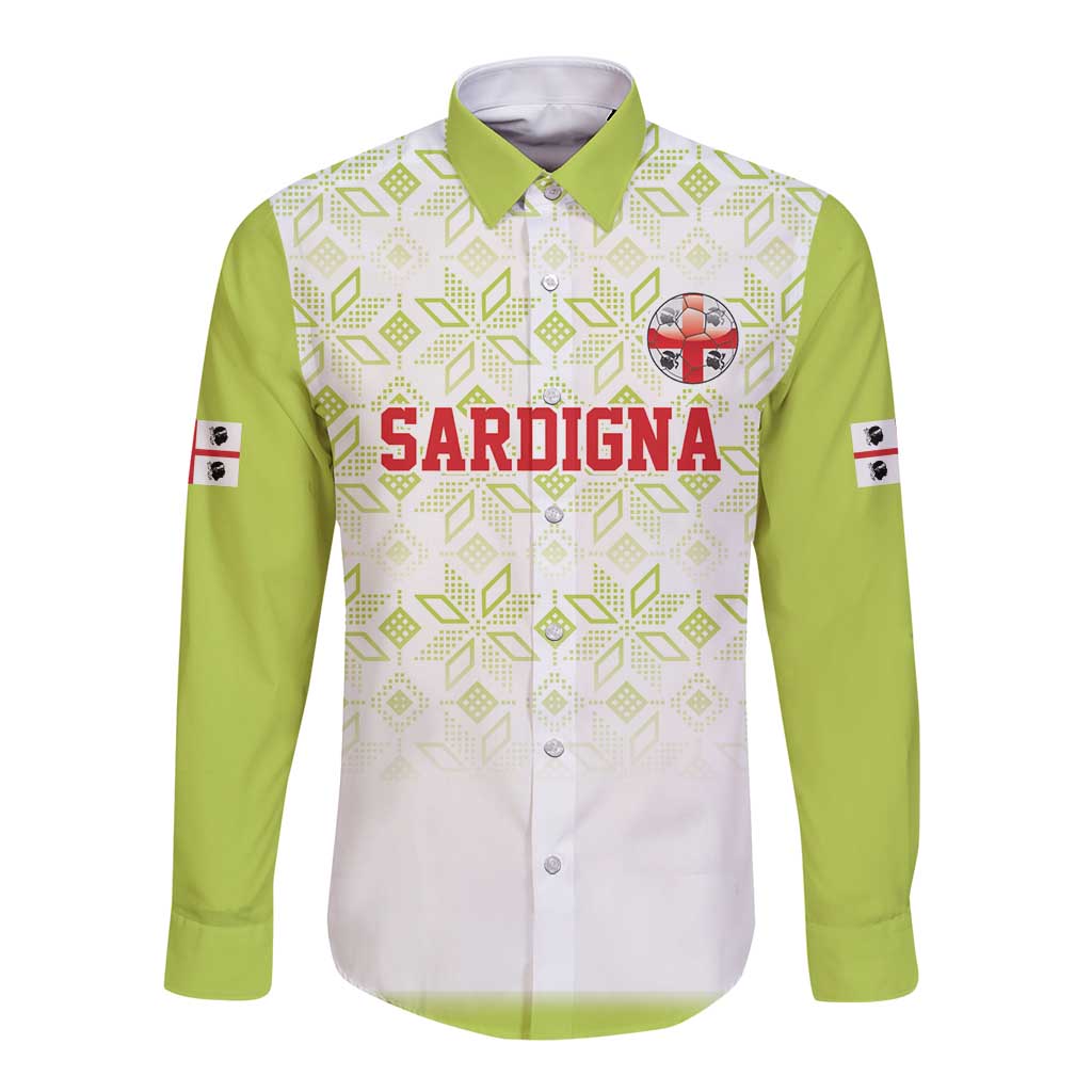 Custom Sardinia Football Long Sleeve Button Shirt Sardigna Sporty Style