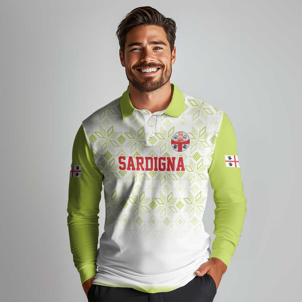 Custom Sardinia Football Long Sleeve Polo Shirt Sardigna Sporty Style