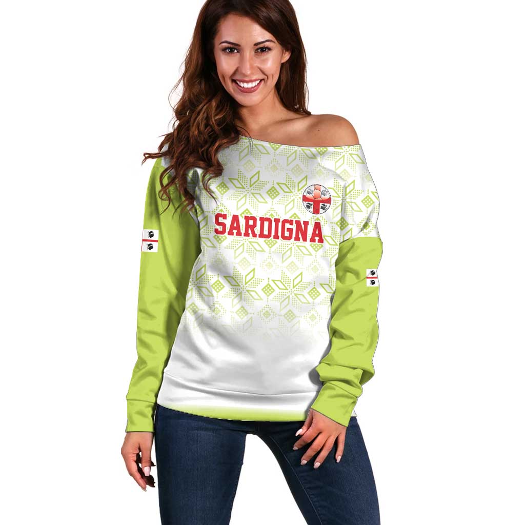 Custom Sardinia Football Off Shoulder Sweater Sardigna Sporty Style