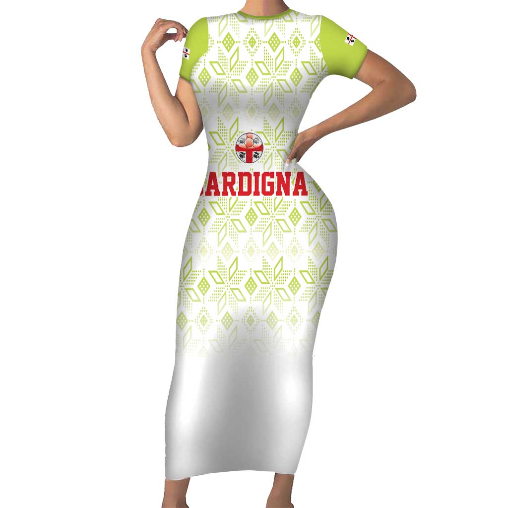 Custom Sardinia Football Short Sleeve Bodycon Dress Sardigna Sporty Style