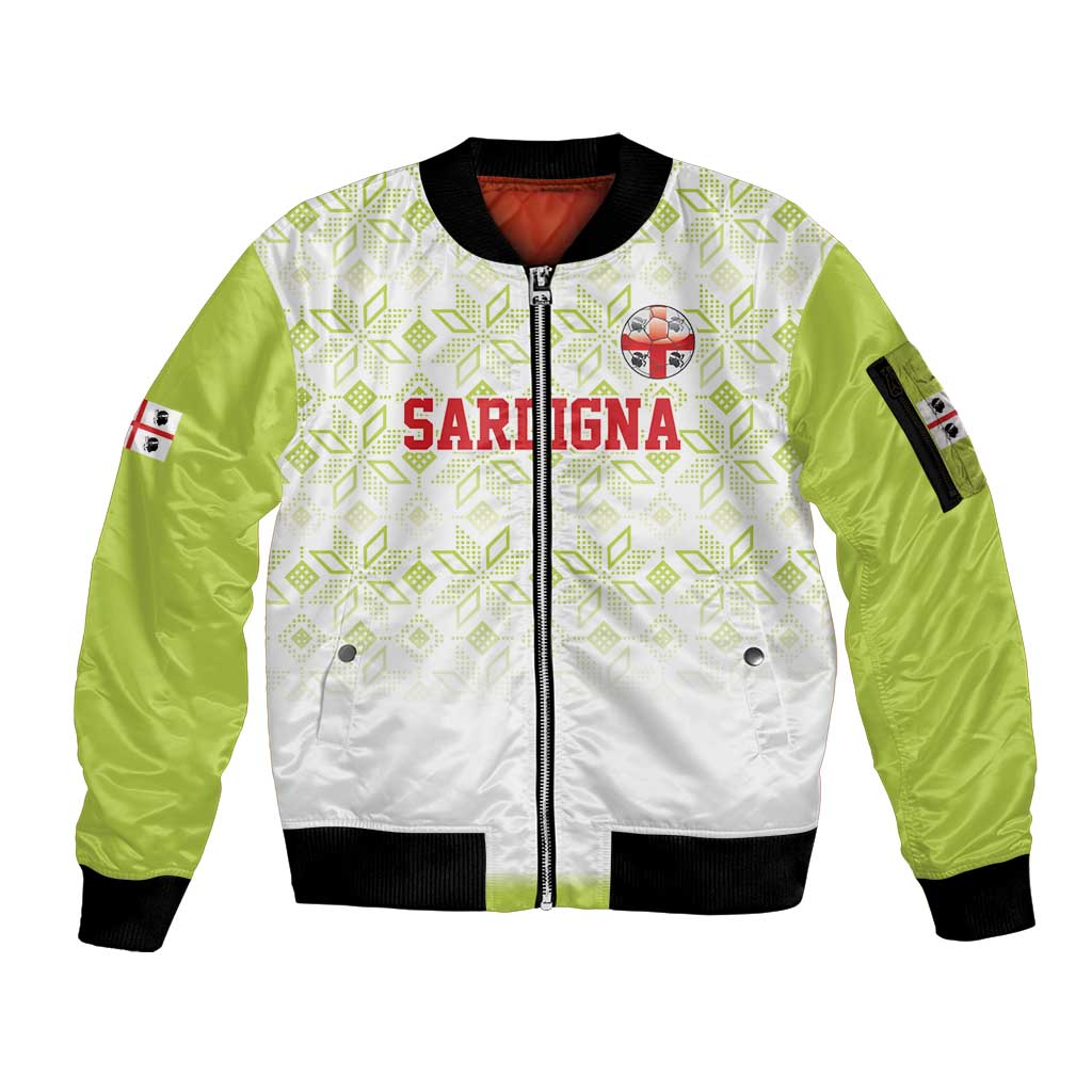 Custom Sardinia Football Sleeve Zip Bomber Jacket Sardigna Sporty Style