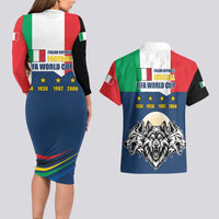 Italian Republic Football Couples Matching Long Sleeve Bodycon Dress and Hawaiian Shirt Gli Azzurri History Champion