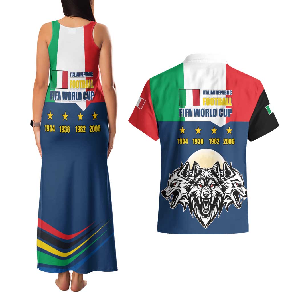 Italian Republic Football Couples Matching Tank Maxi Dress and Hawaiian Shirt Gli Azzurri History Champion