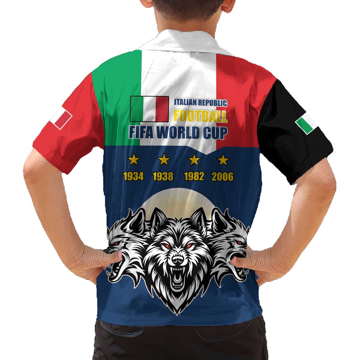Italian Republic Football Family Matching Off The Shoulder Long Sleeve Dress and Hawaiian Shirt Gli Azzurri History Champion