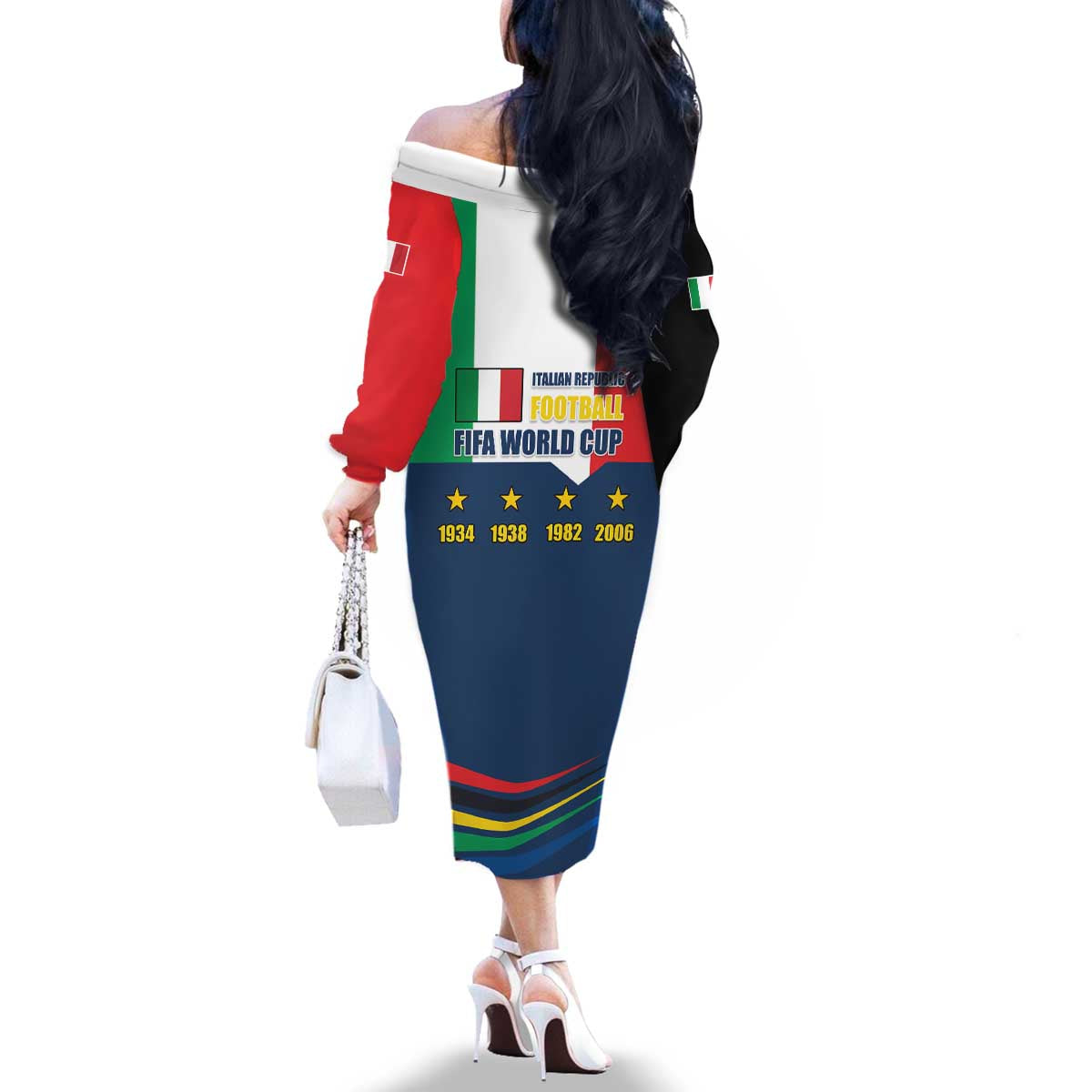 Italian Republic Football Family Matching Off The Shoulder Long Sleeve Dress and Hawaiian Shirt Gli Azzurri History Champion