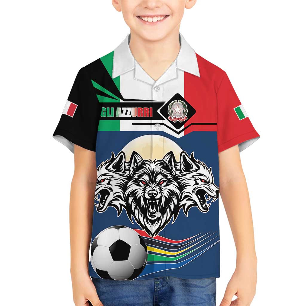 Italian Republic Football Family Matching Off Shoulder Short Dress and Hawaiian Shirt Gli Azzurri History Champion