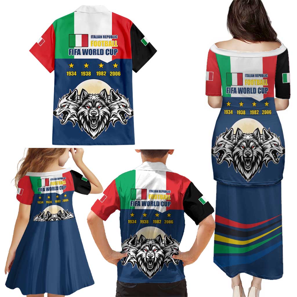 Italian Republic Football Family Matching Puletasi and Hawaiian Shirt Gli Azzurri History Champion