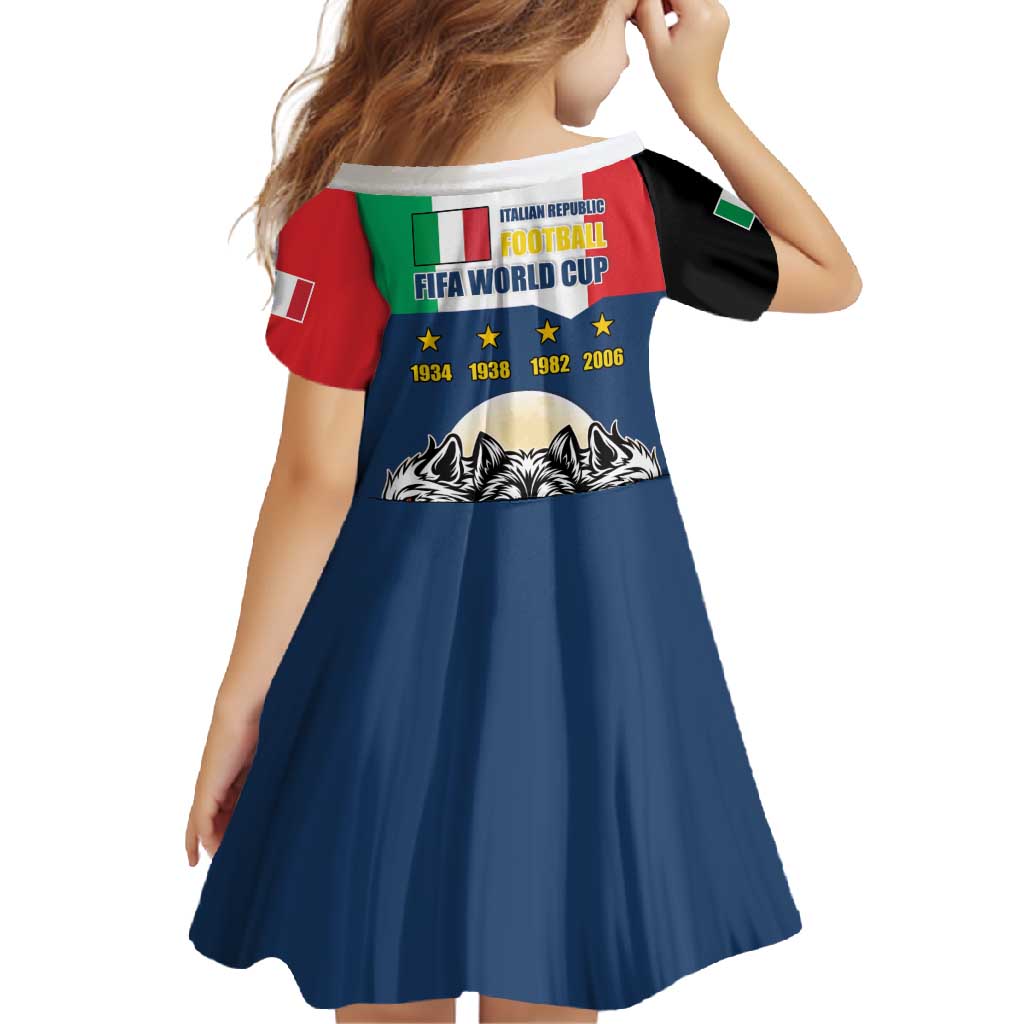 Italian Republic Football Family Matching Short Sleeve Bodycon Dress and Hawaiian Shirt Gli Azzurri History Champion