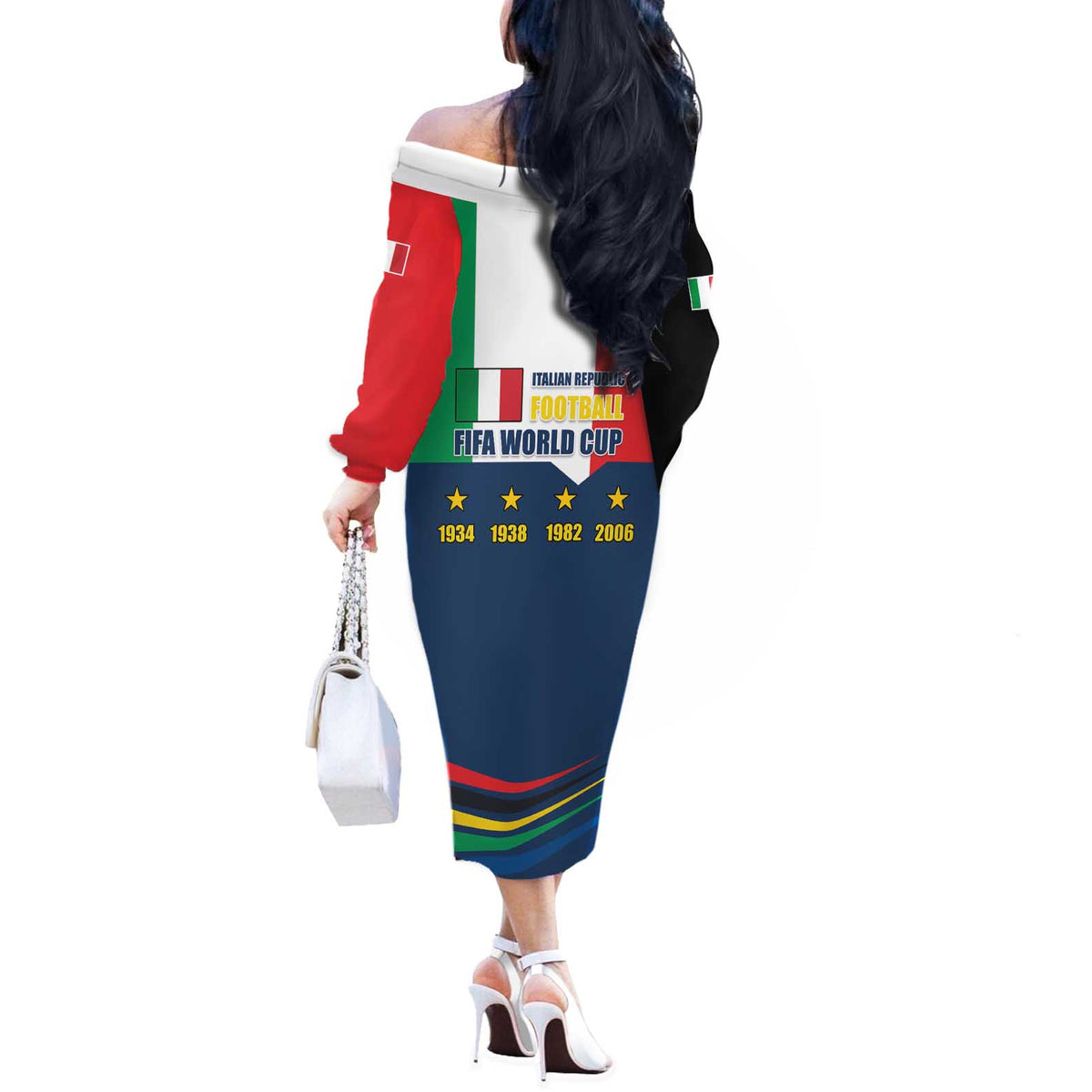 Italian Republic Football Off The Shoulder Long Sleeve Dress Gli Azzurri History Champion