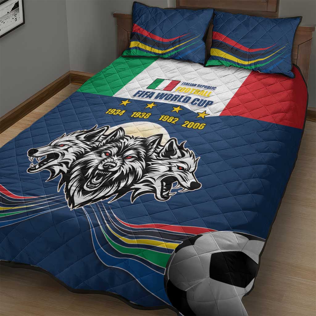 Italian Republic Football Quilt Bed Set Gli Azzurri History Champion