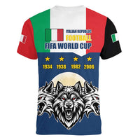 Italian Republic Football Women V-Neck T-Shirt Gli Azzurri History Champion