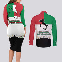 Italian Republic Anniversary of the Unification Couples Matching Long Sleeve Bodycon Dress and Long Sleeve Button Shirt Anniversario dellUnita d'Italia