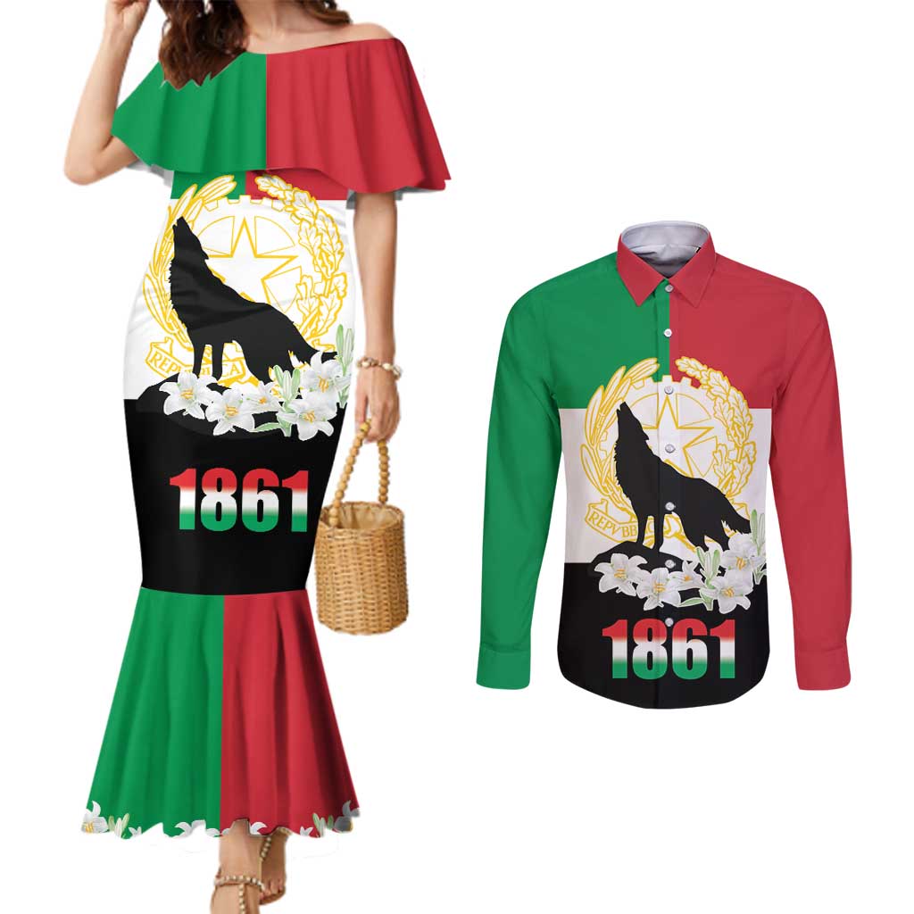 Italian Republic Anniversary of the Unification Couples Matching Mermaid Dress and Long Sleeve Button Shirt Anniversario dellUnita d'Italia