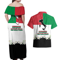 Italian Republic Anniversary of the Unification Couples Matching Off Shoulder Maxi Dress and Hawaiian Shirt Anniversario dellUnita d'Italia