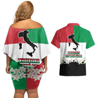 Italian Republic Anniversary of the Unification Couples Matching Off Shoulder Short Dress and Hawaiian Shirt Anniversario dellUnita d'Italia