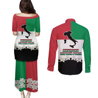 Italian Republic Anniversary of the Unification Couples Matching Puletasi and Long Sleeve Button Shirt Anniversario dellUnita d'Italia