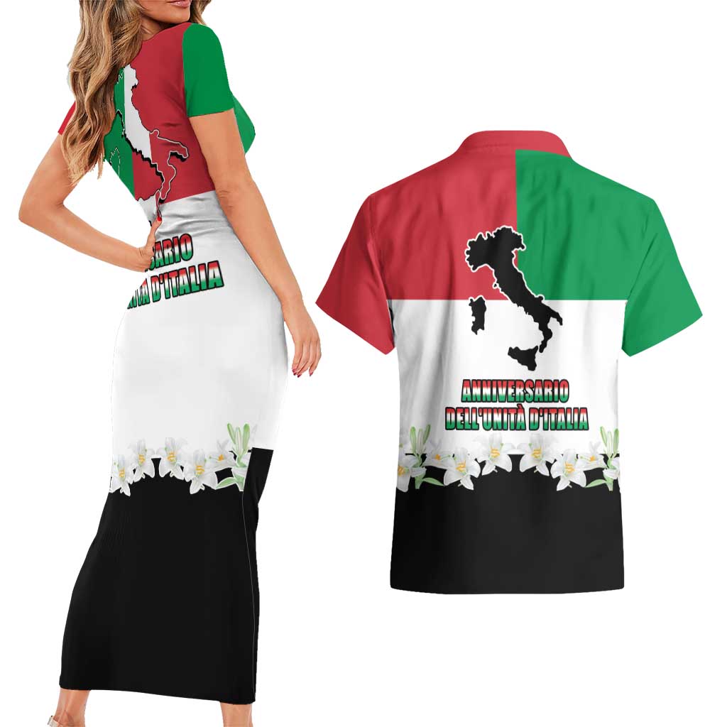 Italian Republic Anniversary of the Unification Couples Matching Short Sleeve Bodycon Dress and Hawaiian Shirt Anniversario dellUnita d'Italia