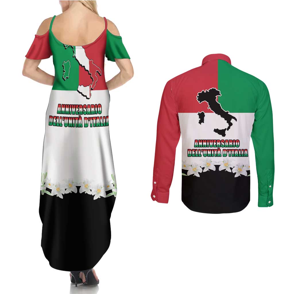 Italian Republic Anniversary of the Unification Couples Matching Summer Maxi Dress and Long Sleeve Button Shirt Anniversario dellUnita d'Italia