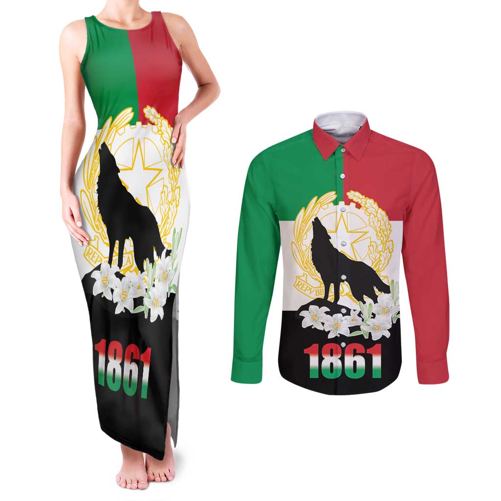 Italian Republic Anniversary of the Unification Couples Matching Tank Maxi Dress and Long Sleeve Button Shirt Anniversario dellUnita d'Italia