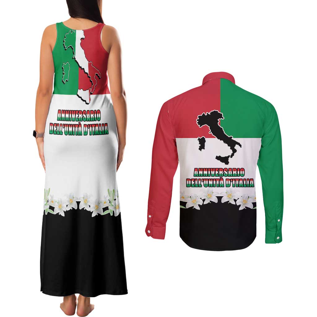 Italian Republic Anniversary of the Unification Couples Matching Tank Maxi Dress and Long Sleeve Button Shirt Anniversario dellUnita d'Italia