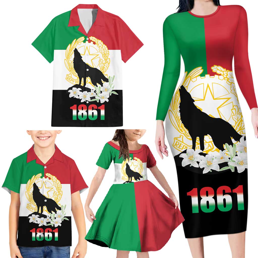 Italian Republic Anniversary of the Unification Family Matching Long Sleeve Bodycon Dress and Hawaiian Shirt Anniversario dellUnita d'Italia