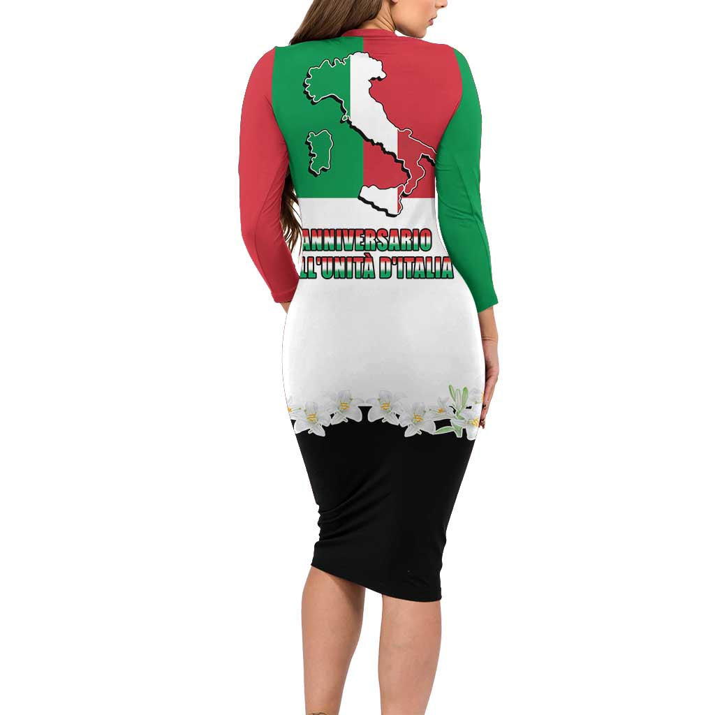 Italian Republic Anniversary of the Unification Family Matching Long Sleeve Bodycon Dress and Hawaiian Shirt Anniversario dellUnita d'Italia