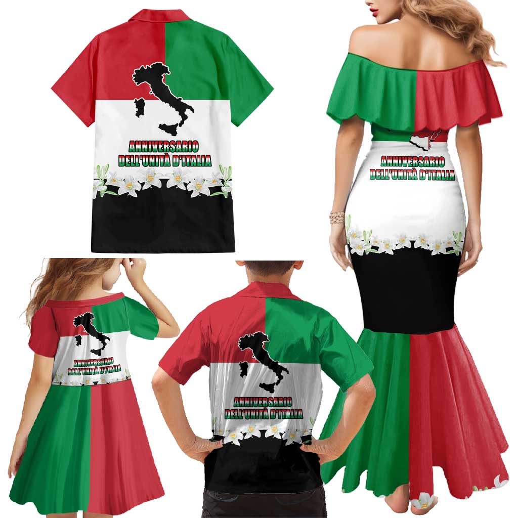 Italian Republic Anniversary of the Unification Family Matching Mermaid Dress and Hawaiian Shirt Anniversario dellUnita d'Italia