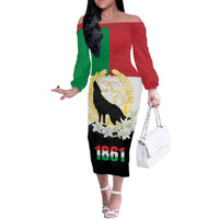 Italian Republic Anniversary of the Unification Family Matching Off The Shoulder Long Sleeve Dress and Hawaiian Shirt Anniversario dellUnita d'Italia