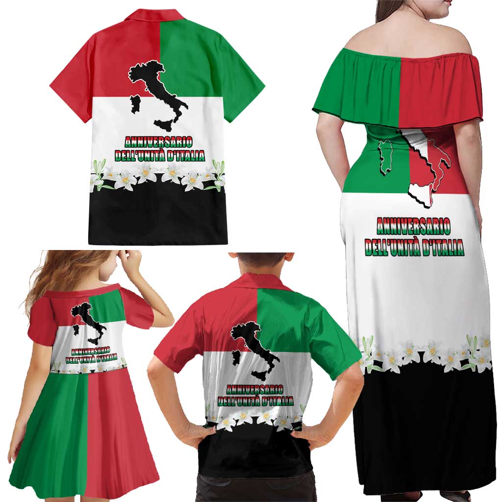 Italian Republic Anniversary of the Unification Family Matching Off Shoulder Maxi Dress and Hawaiian Shirt Anniversario dellUnita d'Italia
