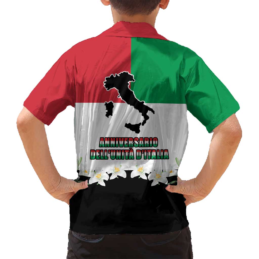 Italian Republic Anniversary of the Unification Family Matching Off Shoulder Short Dress and Hawaiian Shirt Anniversario dellUnita d'Italia